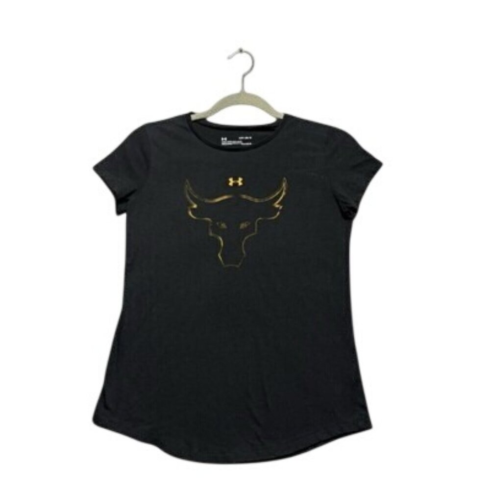 UA Under Armour Project Rock Black T-Shirt Girl's YLG Youth Large